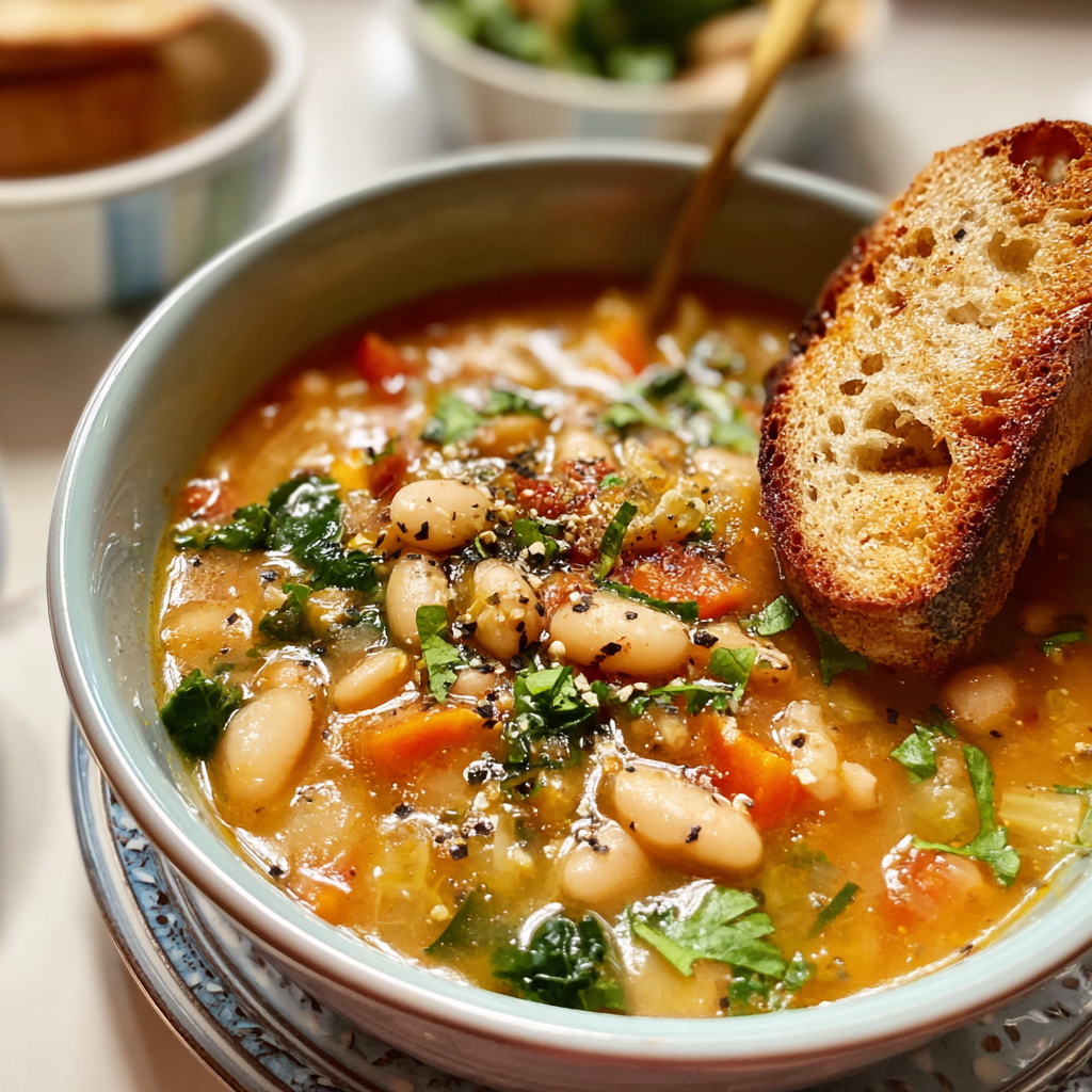 Recipe preparation for Cozy Tuscan White Bean Soup Recipe 