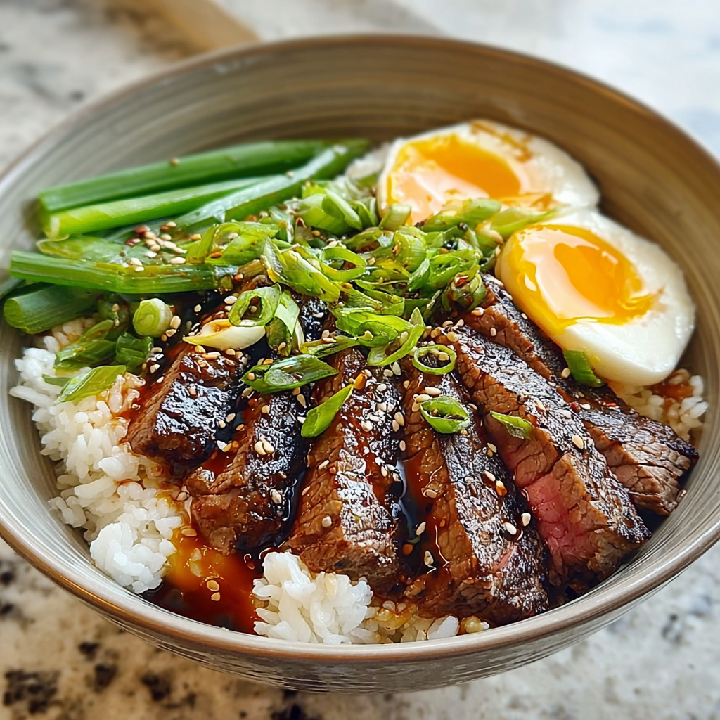 Recipe preparation for Savory Teriyaki Steak Rice Bowl Recipe 