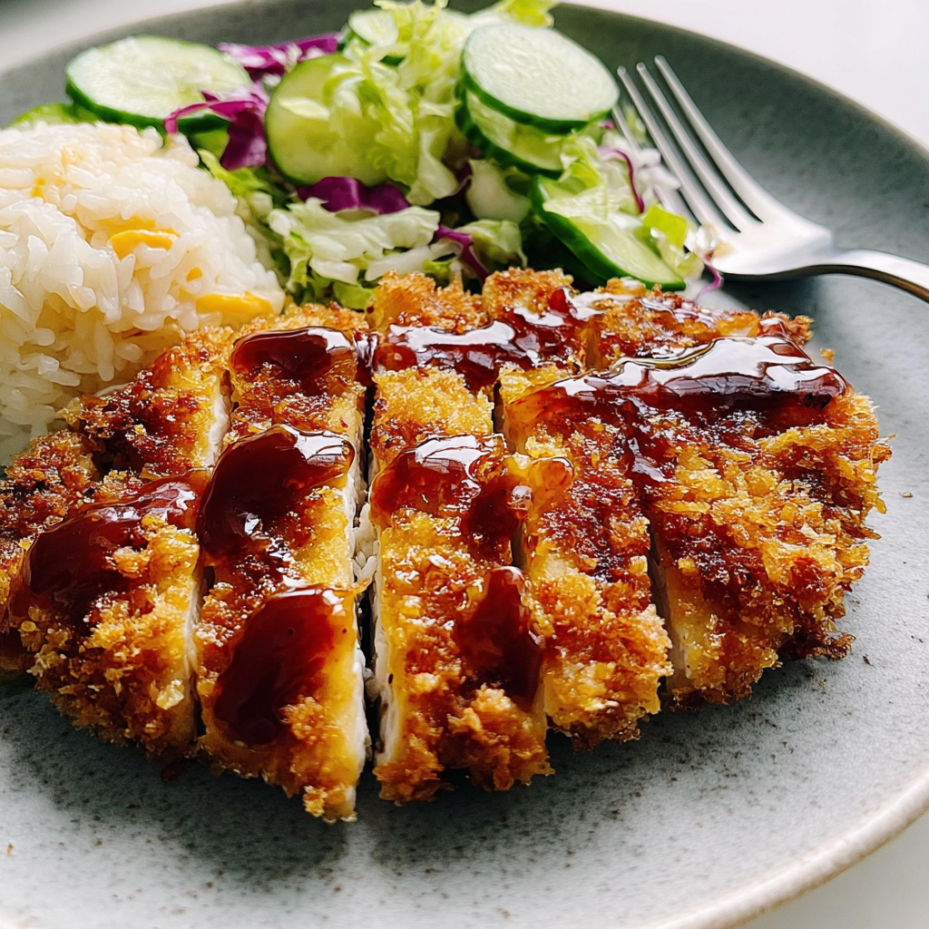 Recipe preparation for Crunchy Oven-baked Chicken Katsu