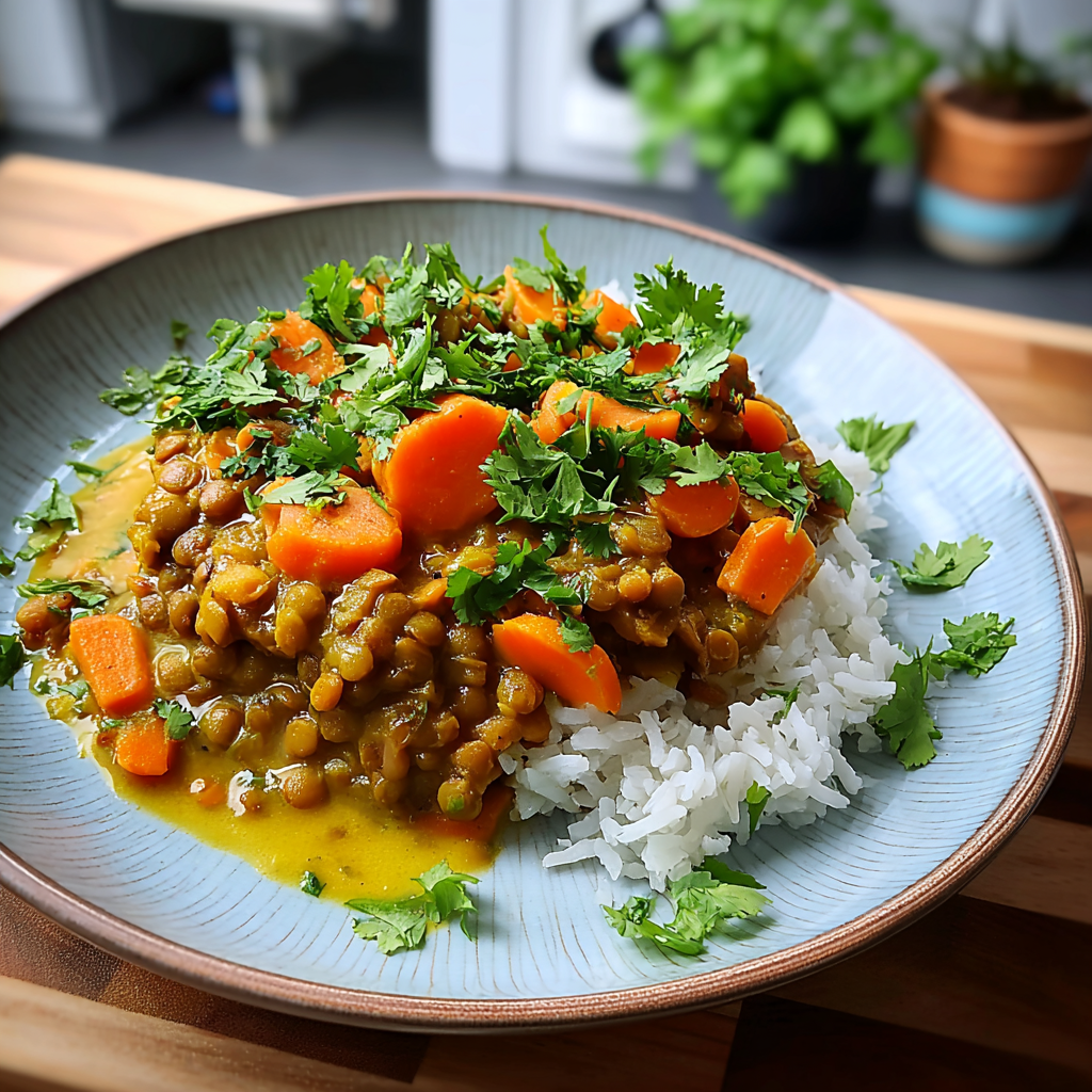 Recipe preparation for Delicious Carrot and Lentil Curry Recipe 