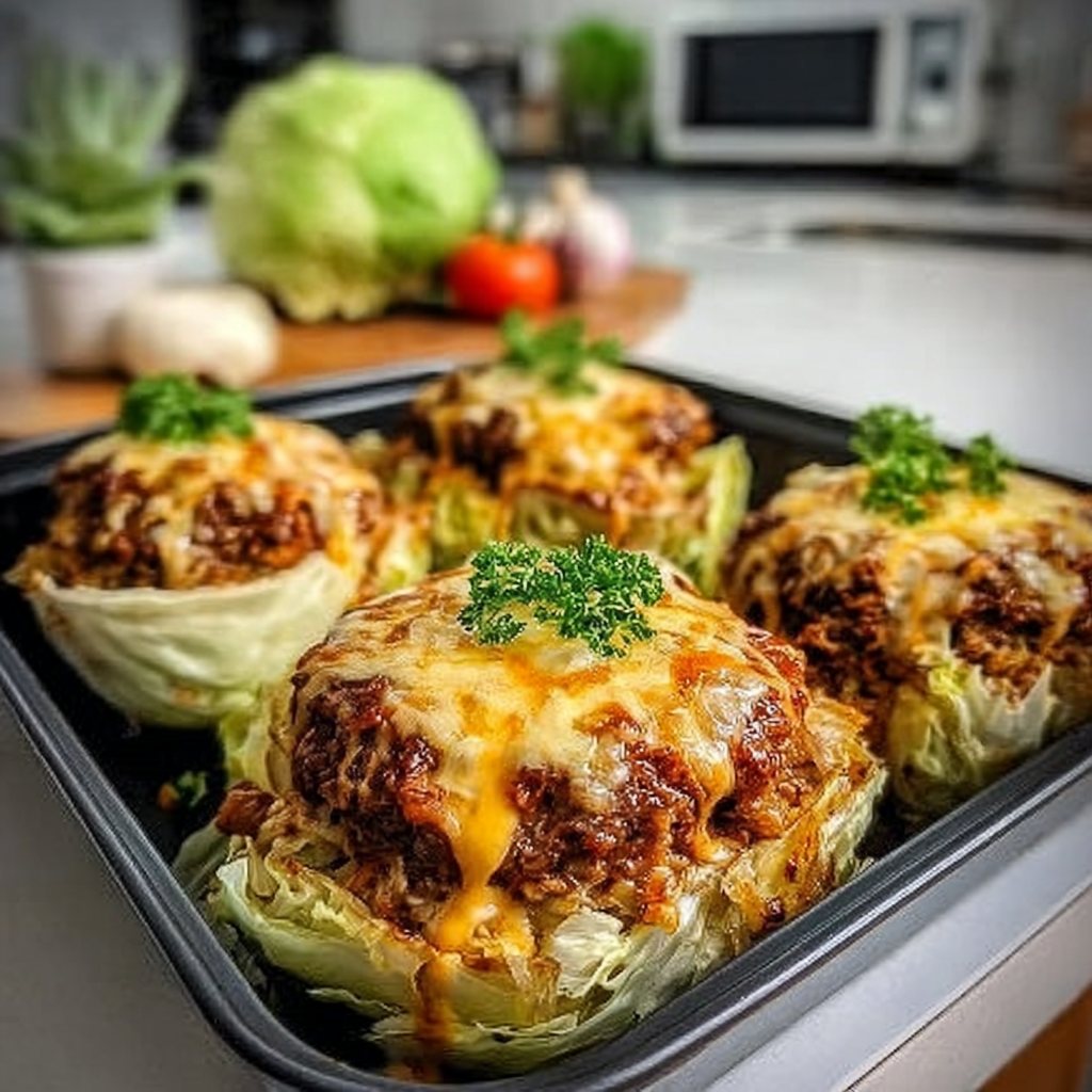 Recipe preparation for Crispy Cabbage Burger Bake