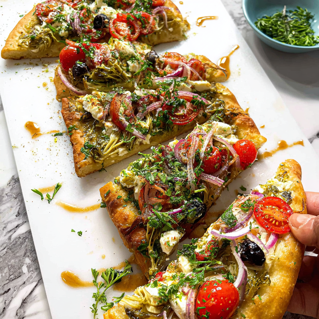 Recipe preparation for Homemade Mediterranean Flatbread