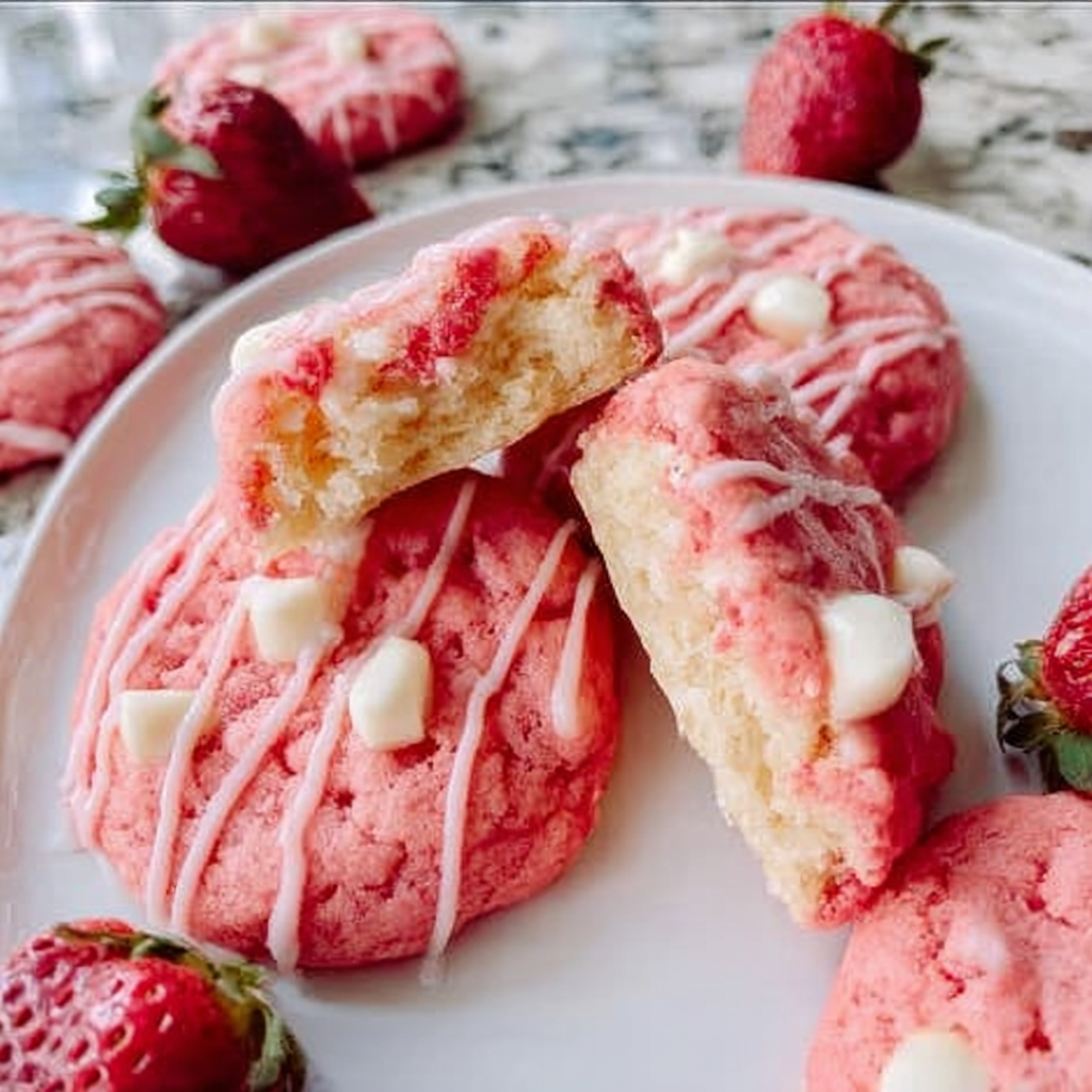 Recipe preparation for Valentines Day Dessert Ideas | Pink Strawberry Cheesecake Cookies