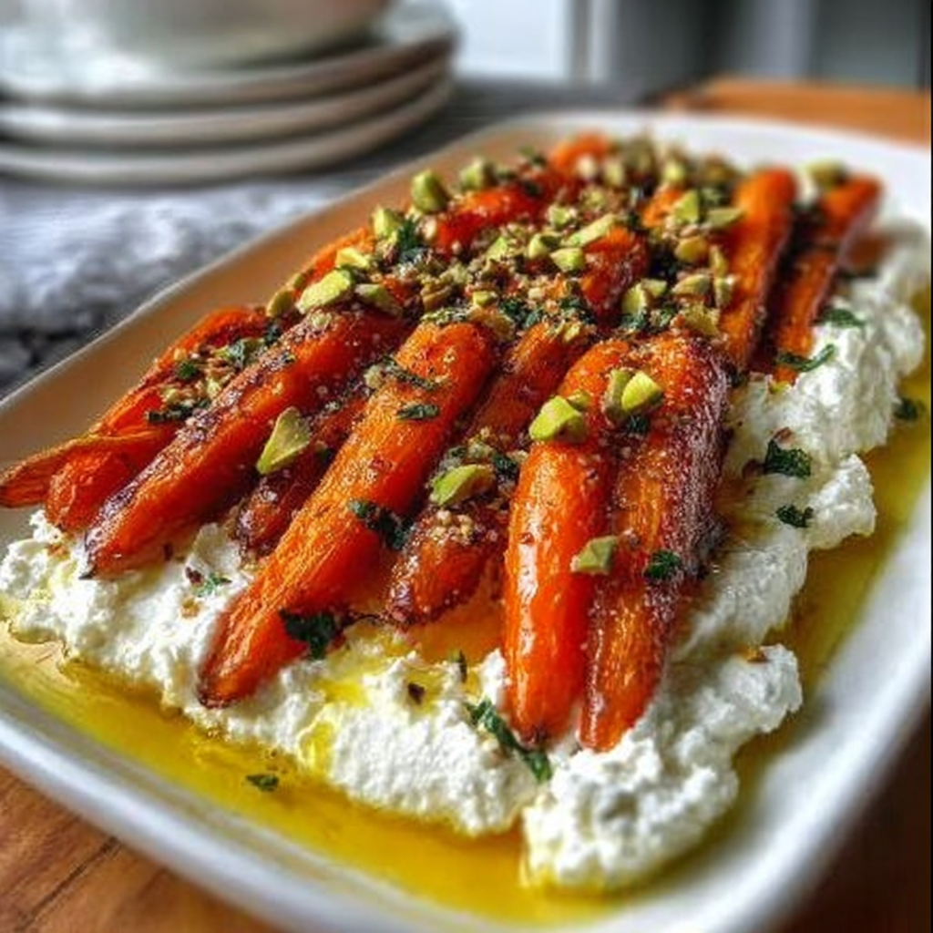 Recipe preparation for Roasted Carrots with Whipped Ricotta