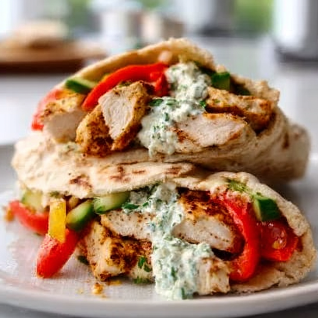 Recipe preparation for Chicken Feta Pita Wraps