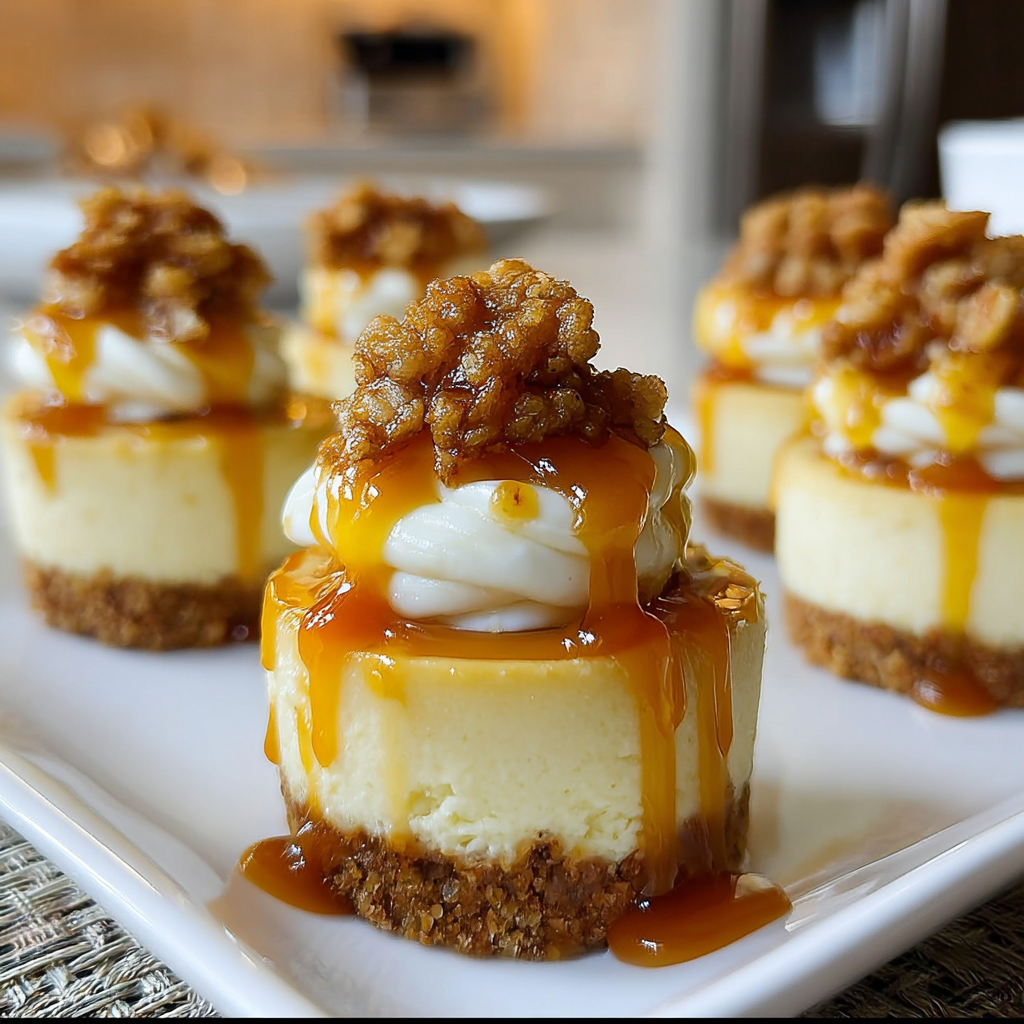 Recipe preparation for Easy Apple Crisp Mini Cheesecakes